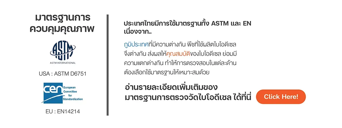 มาตรฐานการควบคุมคุณภาพไบโอดีเซล ASTM D6751 และ EN14214