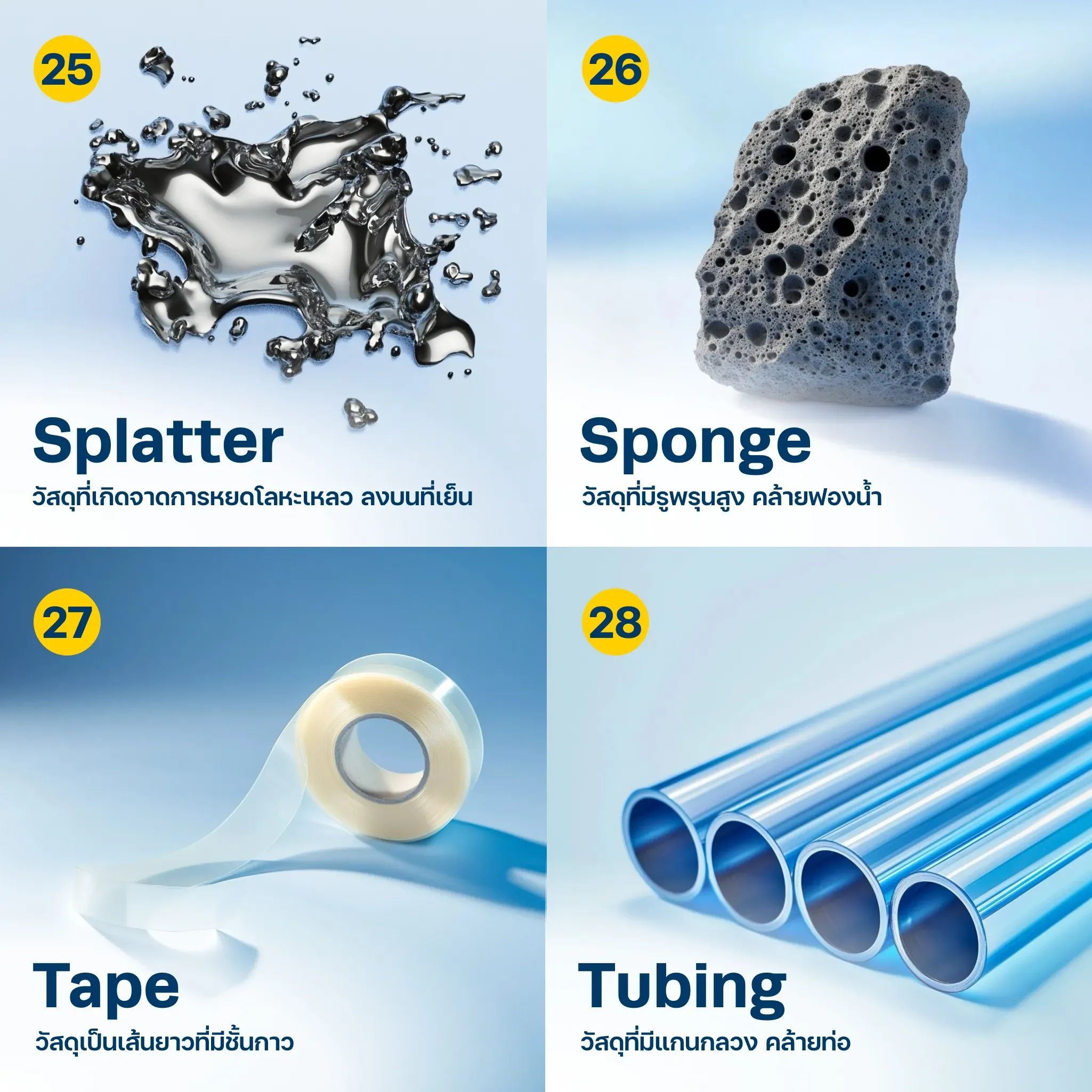 Physical Form รูปแบบ Splatter, Sponge Tape และ Tubing