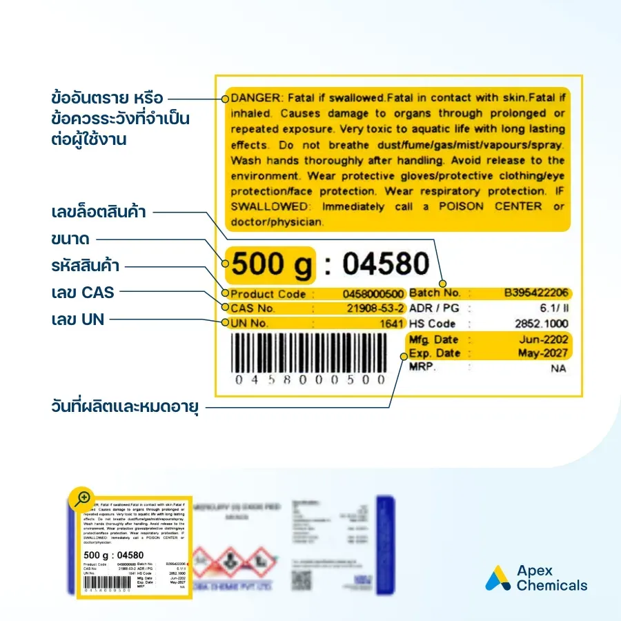 ส่วนประกอบต่าง ๆ ของฉลากสารเคมี